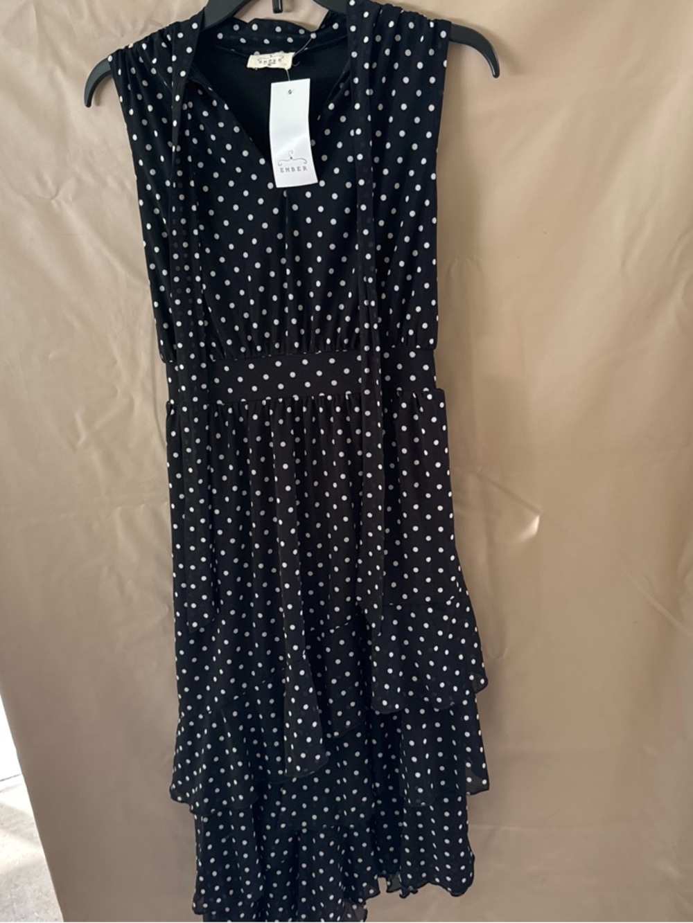 Black Dress with White Polka Dots, Midi